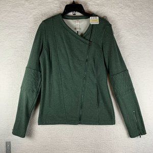Under Armour jacket Womens‎ M Moto Green Cotton Fitted Full-Zip Long Sleeve 7469